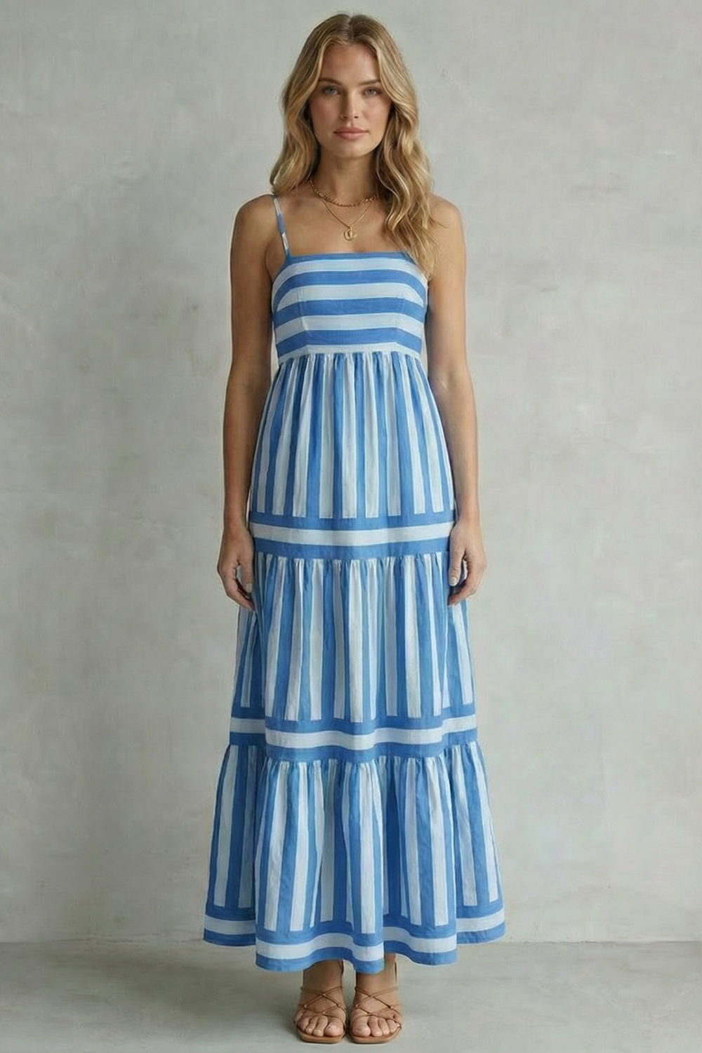 Candessa – Playful stripe tiers – Strappy maxi dress-10601551888727-OLVIA ROSE LONDON