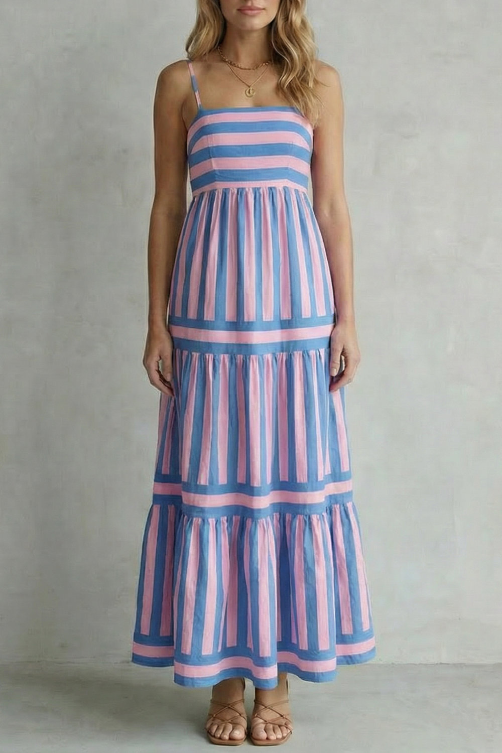 Candessa – Playful stripe tiers – Strappy maxi dress-10601551888727-OLVIA ROSE LONDON