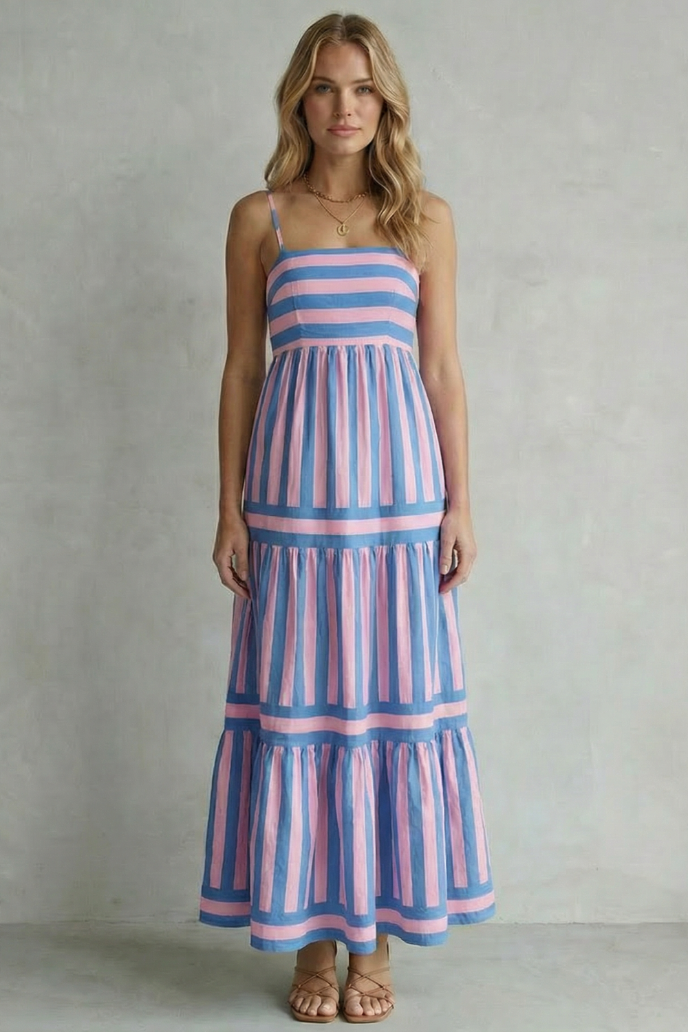 Candessa – Playful stripe tiers – Strappy maxi dress-10601551888727-OLVIA ROSE LONDON