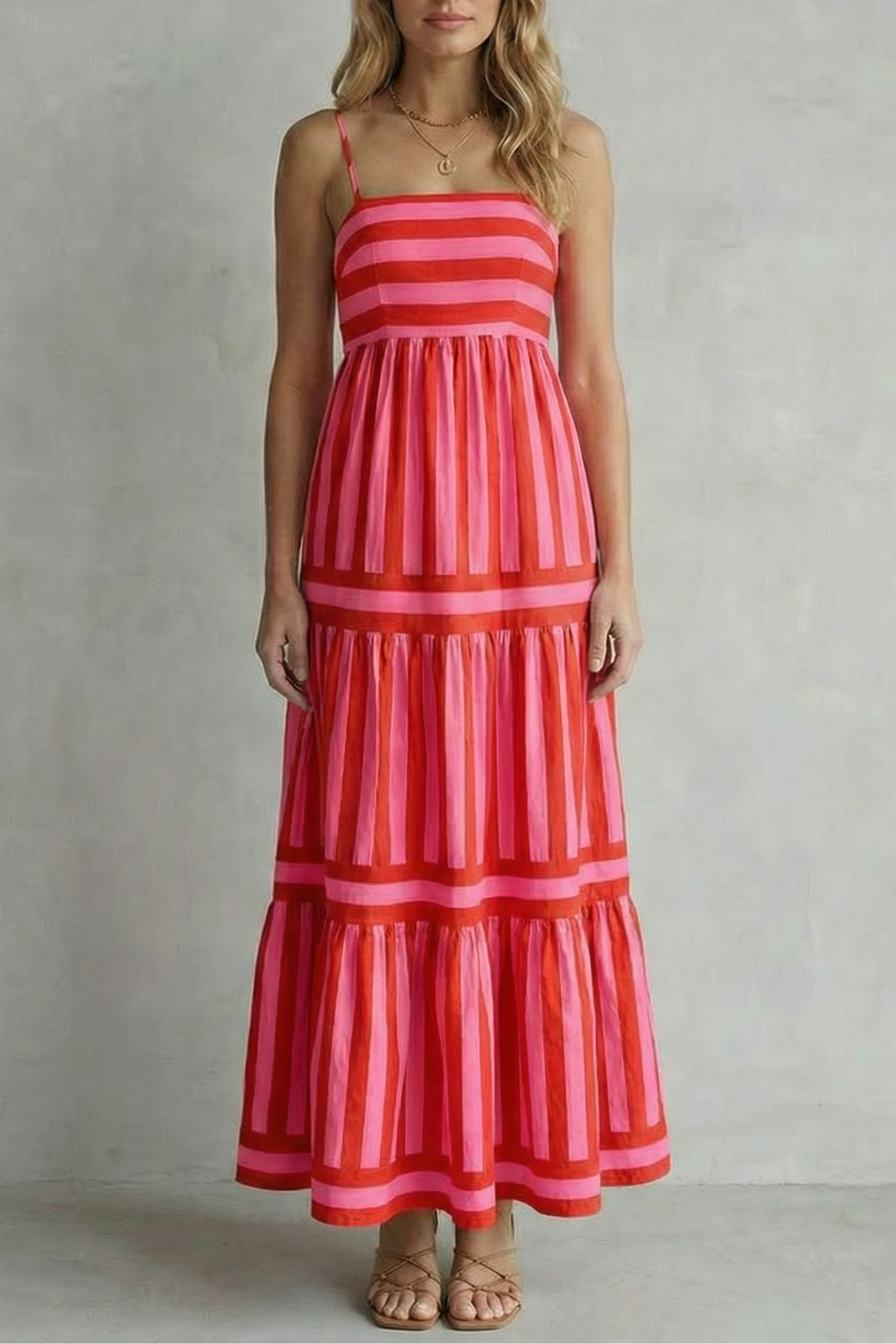 Candessa – Playful stripe tiers – Strappy maxi dress-10601551888727-OLVIA ROSE LONDON