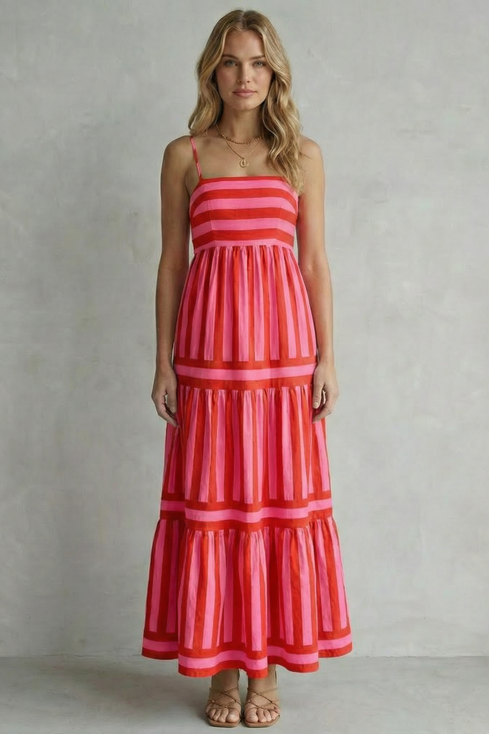 Candessa – Playful stripe tiers – Strappy maxi dress-10601551888727-OLVIA ROSE LONDON