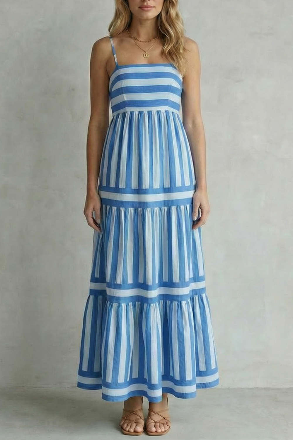 Candessa – Playful stripe tiers – Strappy maxi dress-10601551888727-OLVIA ROSE LONDON