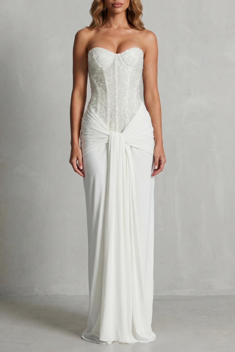 Carinelle – Draped satin elegance – Maxi dress-10755090284887-OLVIA ROSE LONDON