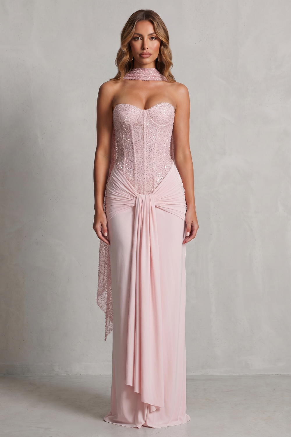 Carinelle – Draped satin elegance – Maxi dress-10755090284887-OLVIA ROSE LONDON