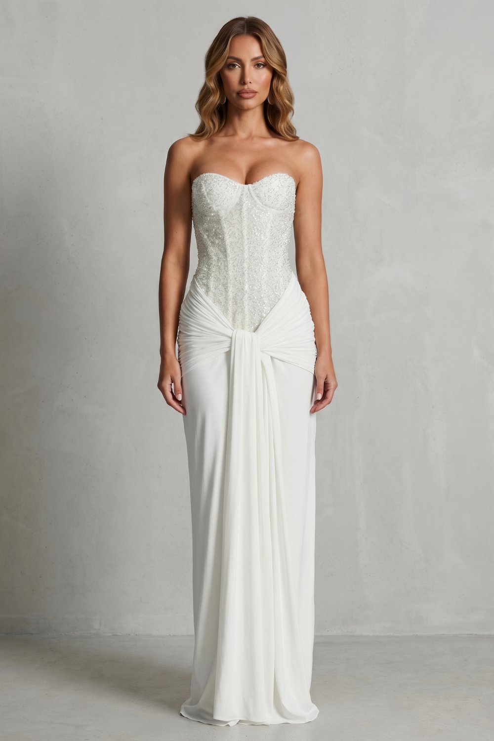 Carinelle – Draped satin elegance – Maxi dress-10755090284887-OLVIA ROSE LONDON