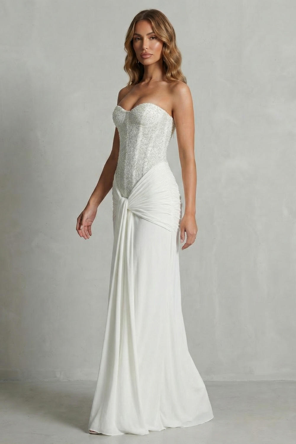 Carinelle – Draped satin elegance – Maxi dress-10755090284887-OLVIA ROSE LONDON