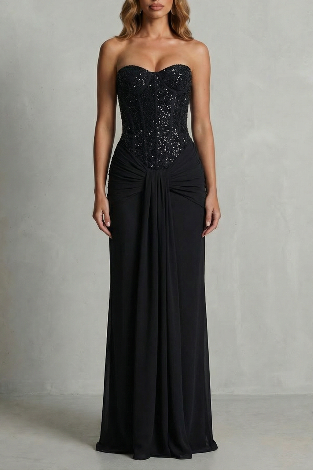 Carinelle – Draped satin elegance – Maxi dress-10755090284887-OLVIA ROSE LONDON