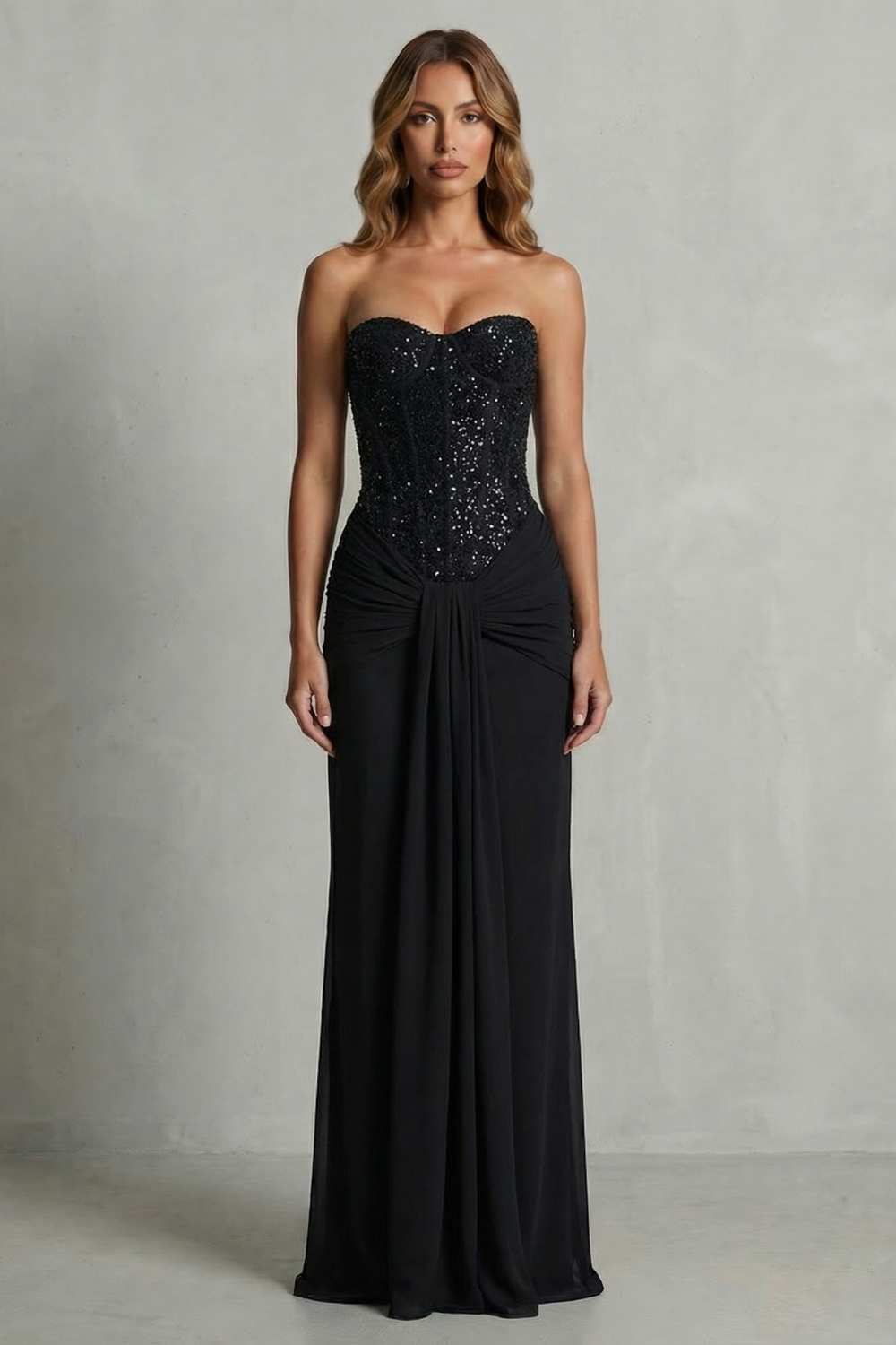 Carinelle – Draped satin elegance – Maxi dress-10755090284887-OLVIA ROSE LONDON