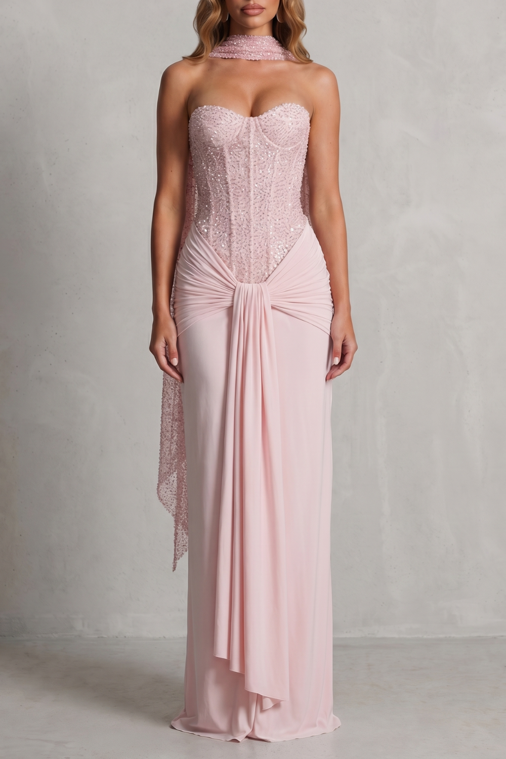Carinelle – Draped satin elegance – Maxi dress-10755090284887-OLVIA ROSE LONDON