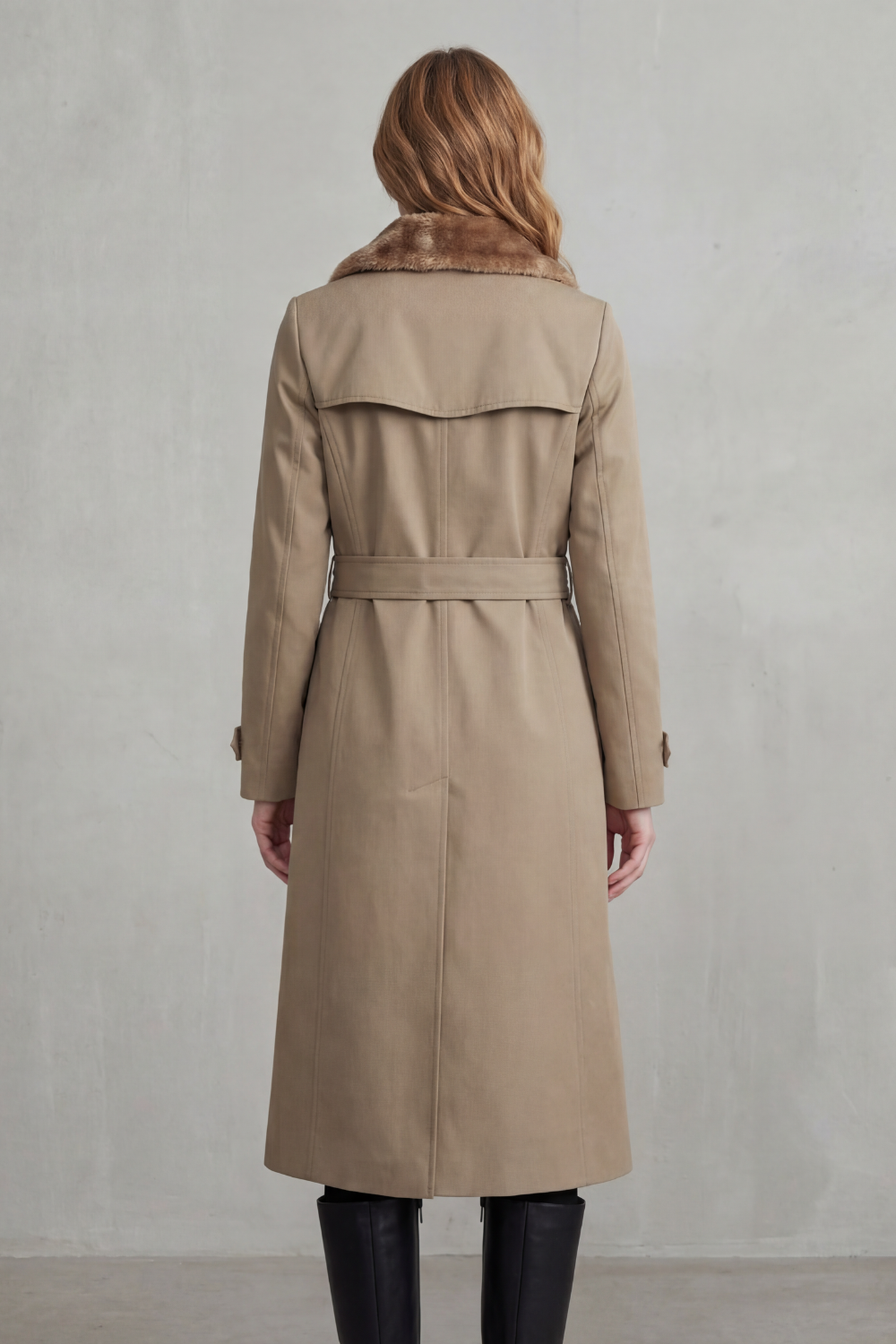 Carletta – Faux fur-lined trench – Double-breasted winter coat-10482722046295-OLVIA ROSE LONDON