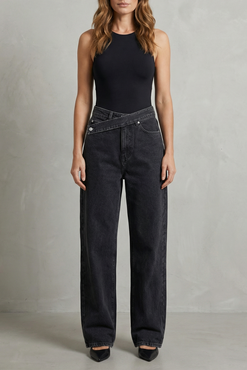 Casila – Asymmetrical closure – Straight-leg jeans-10427424604503-OLVIA ROSE LONDON