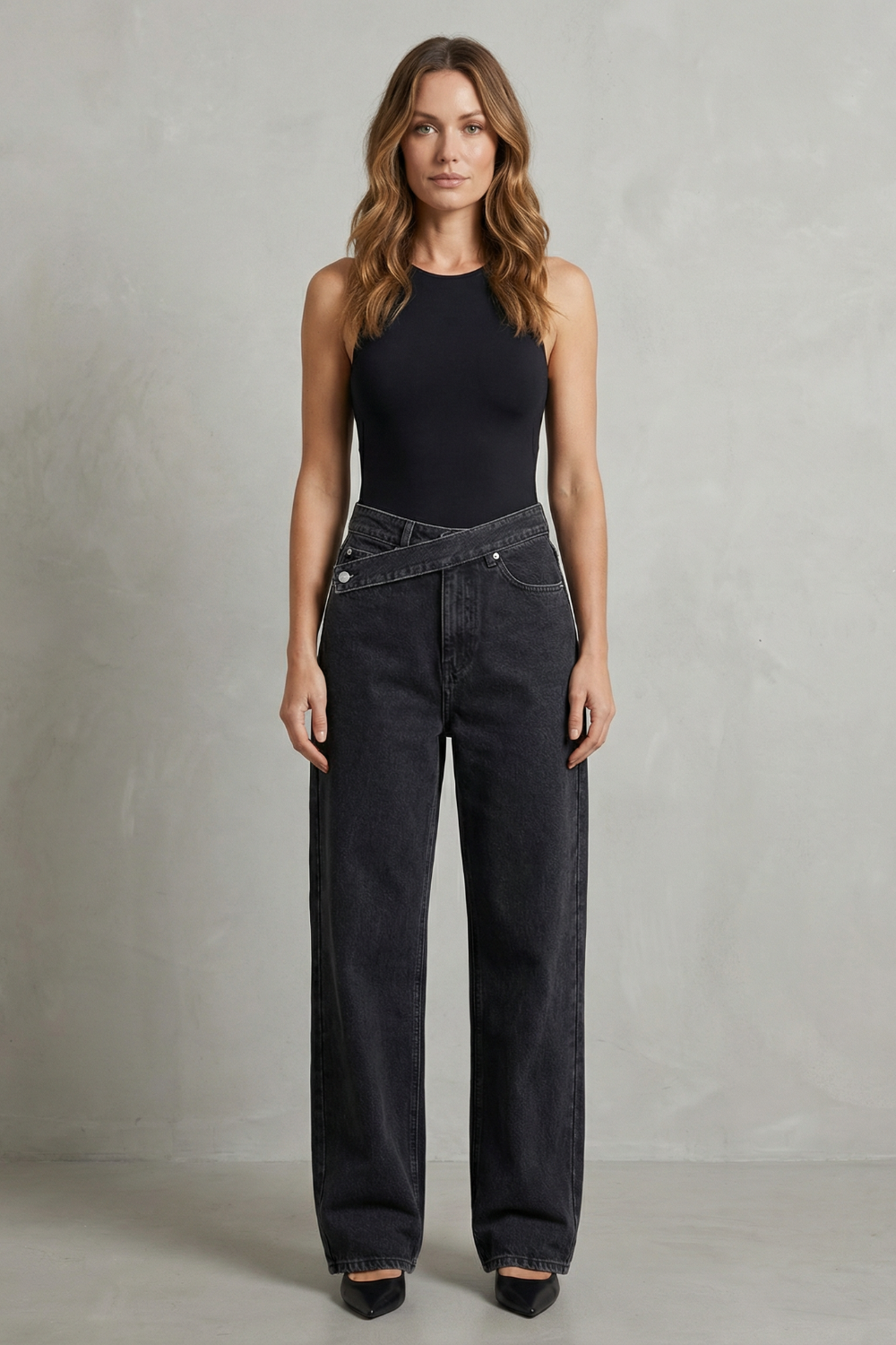 Casila – Asymmetrical closure – Straight-leg jeans-10427424604503-OLVIA ROSE LONDON