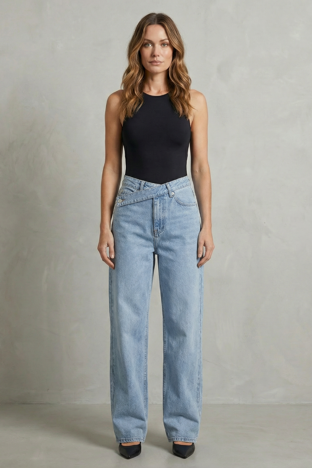 Casila – Asymmetrical closure – Straight-leg jeans-10427424604503-OLVIA ROSE LONDON