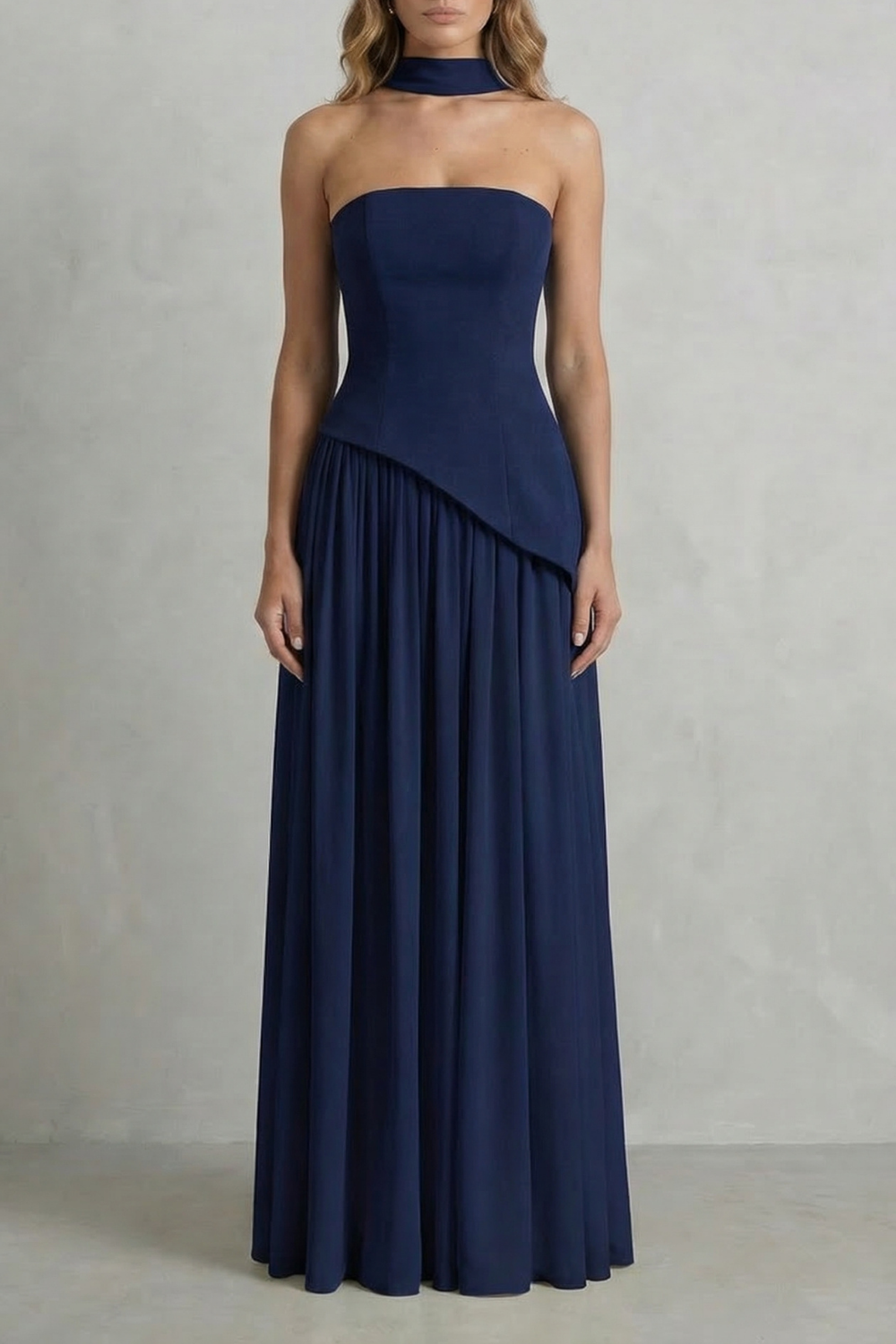 Celestara – Sculpted draped slit – Strapless maxi dress-10598793314647-OLVIA ROSE LONDON