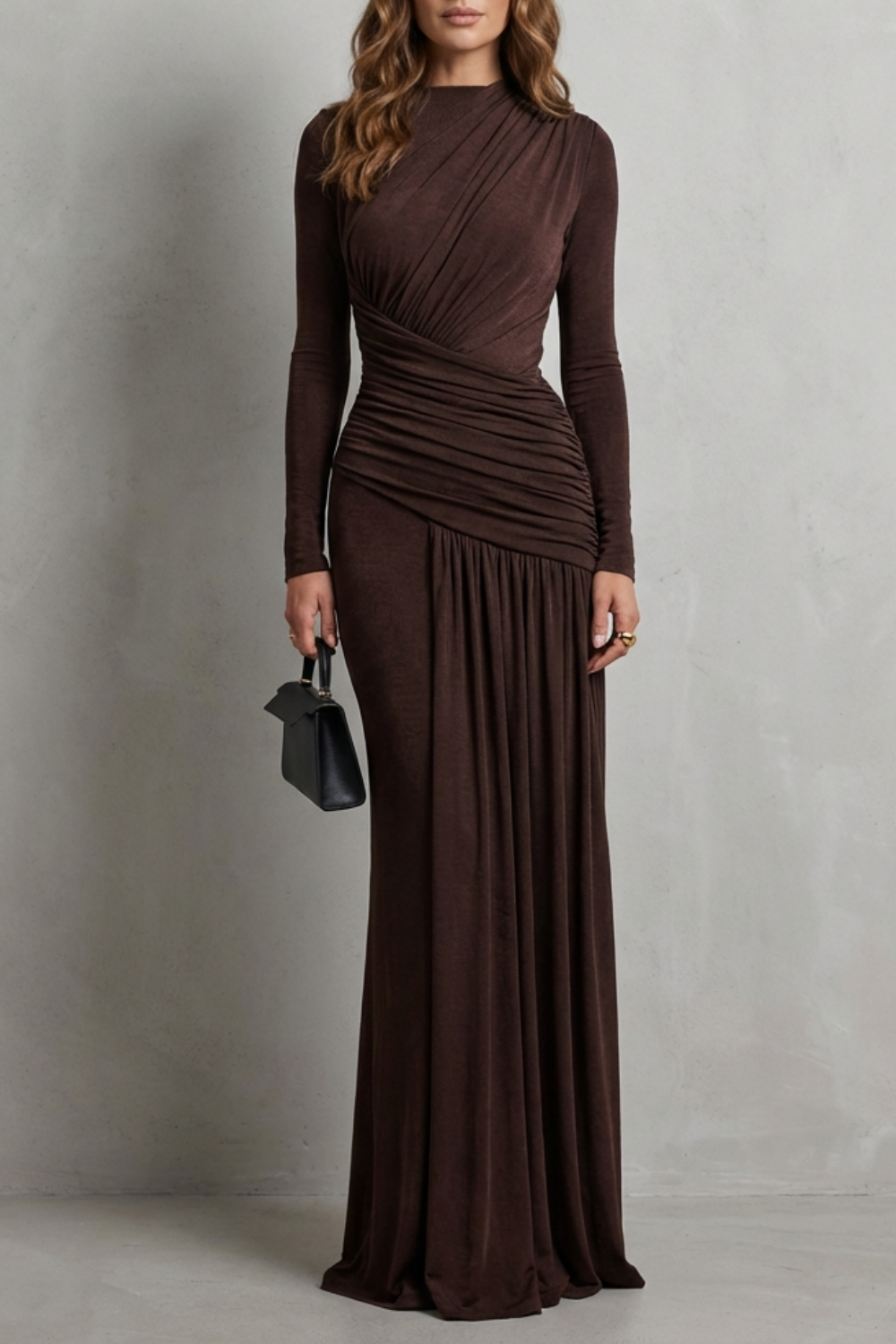 Celeste – Draped Pleated Maxi Dress – Elegant Silhouette-10494058234199-OLVIA ROSE LONDON
