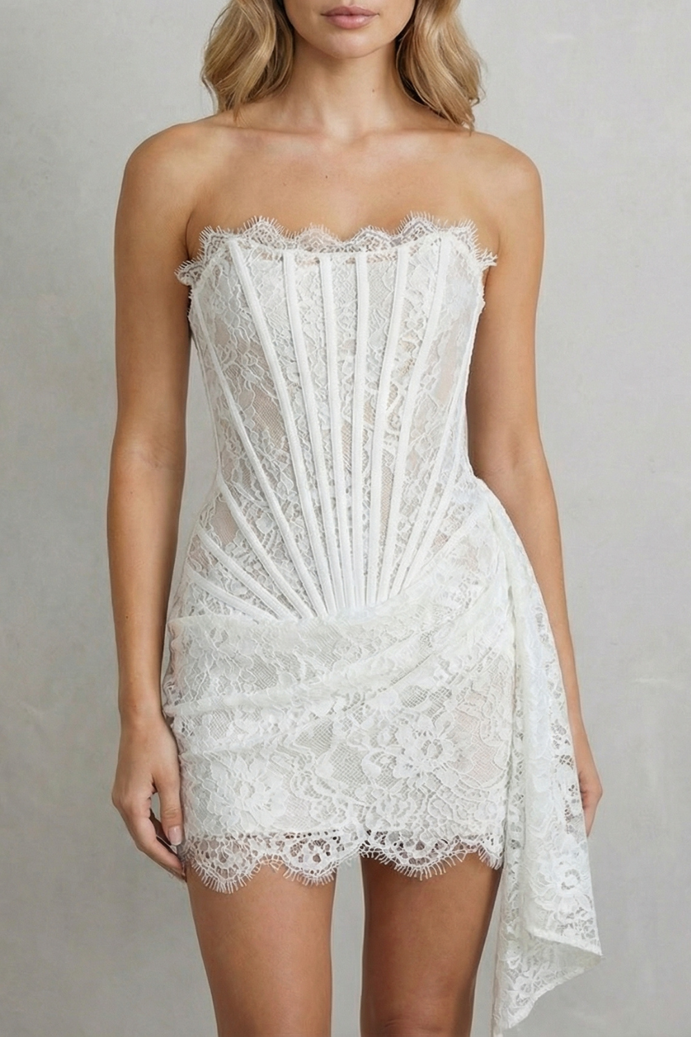 Célestine – Sculpted lace elegance – Corset mini dress-10598697763159-OLVIA ROSE LONDON