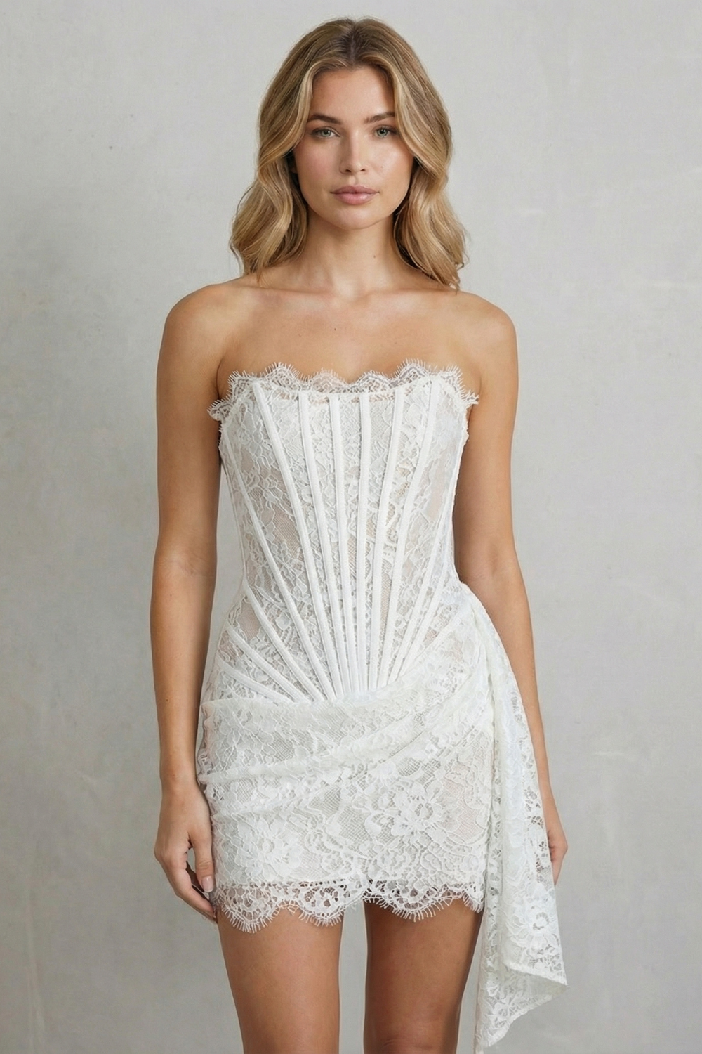 Célestine – Sculpted lace elegance – Corset mini dress-10598697763159-OLVIA ROSE LONDON