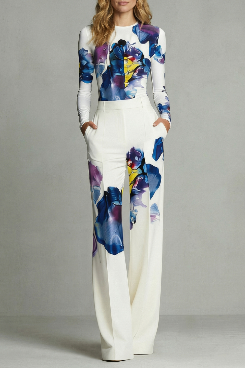 Celestique – Artistic colourblock elegance – Top and trouser set-10642184864087-OLVIA ROSE LONDON
