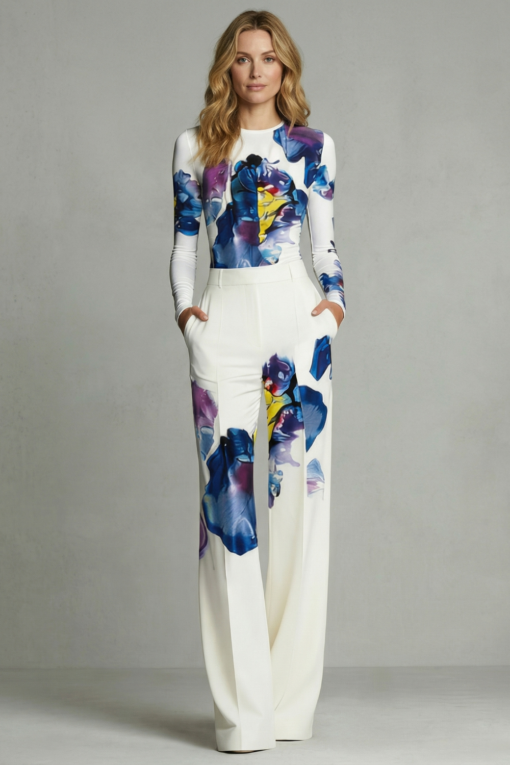Celestique – Artistic colourblock elegance – Top and trouser set-10642184864087-OLVIA ROSE LONDON