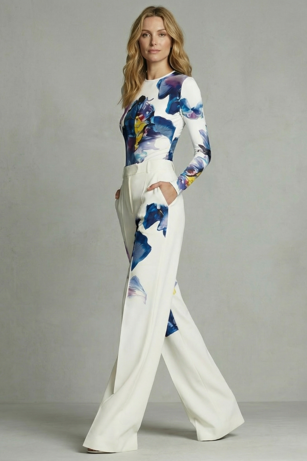 Celestique – Artistic colourblock elegance – Top and trouser set-10642184864087-OLVIA ROSE LONDON