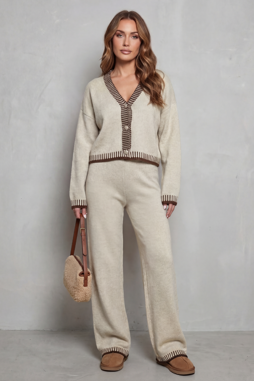 Cerivelle – Contrast trim – Knit loungewear set-10494039949655-OLVIA ROSE LONDON