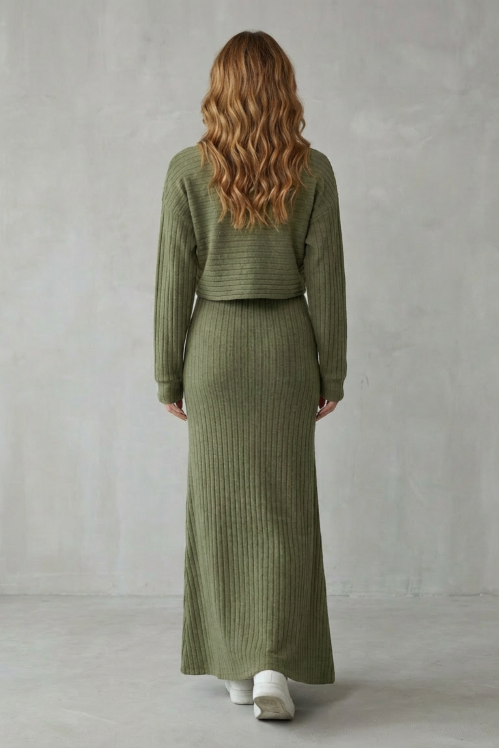 Clara – 2-in-1 Ribbed Knit Set – Maxi Dress & Cropped Pullover-10494046536023-OLVIA ROSE LONDON