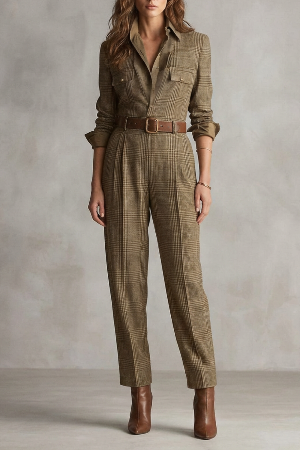 Cléonette – Vintage plaid charm – Tailored jumpsuit-10508079464791-OLVIA ROSE LONDON