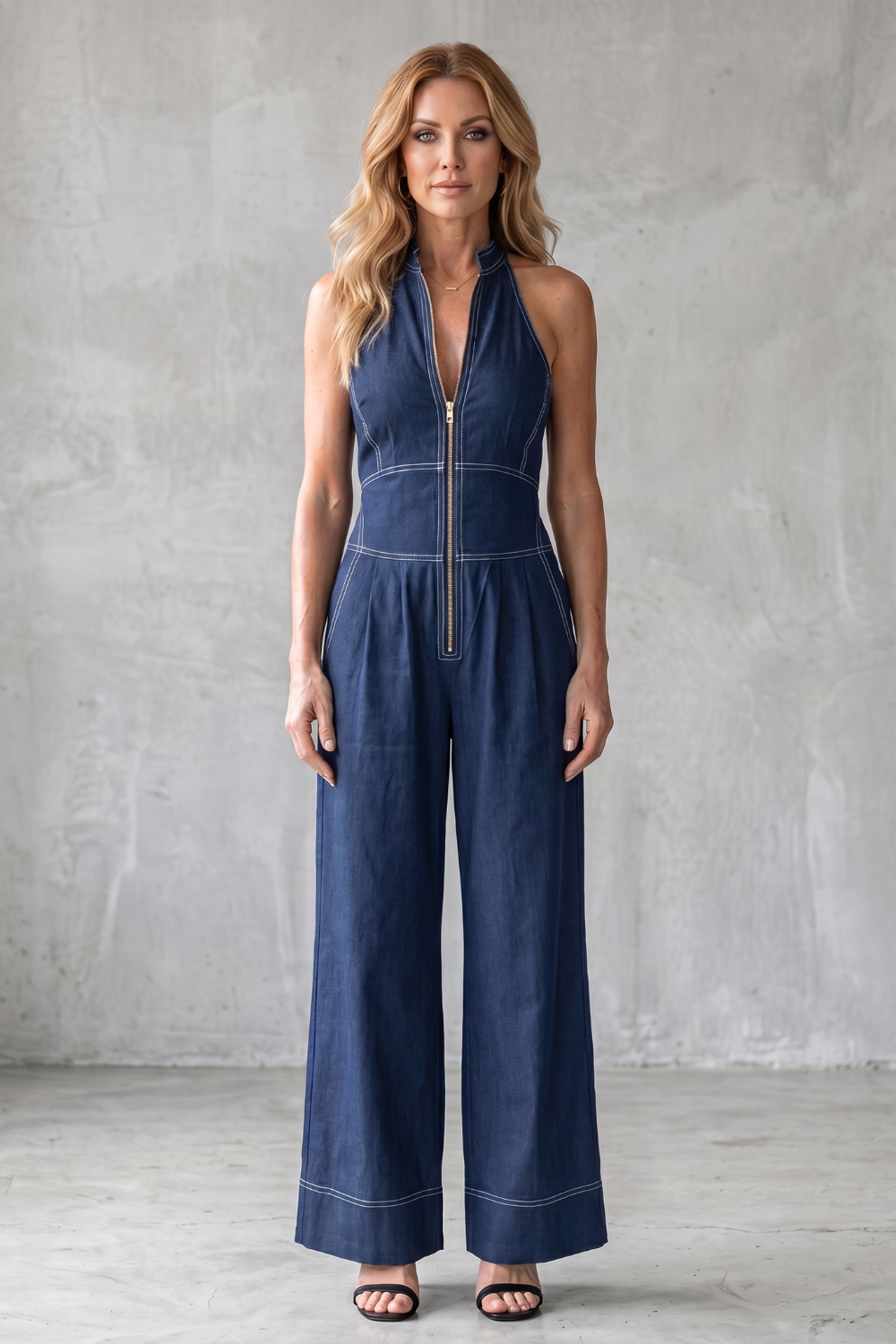 Darelle – Contrast stitch utility – Wide-leg jumpsuit-10908815491415-OLVIA ROSE LONDON