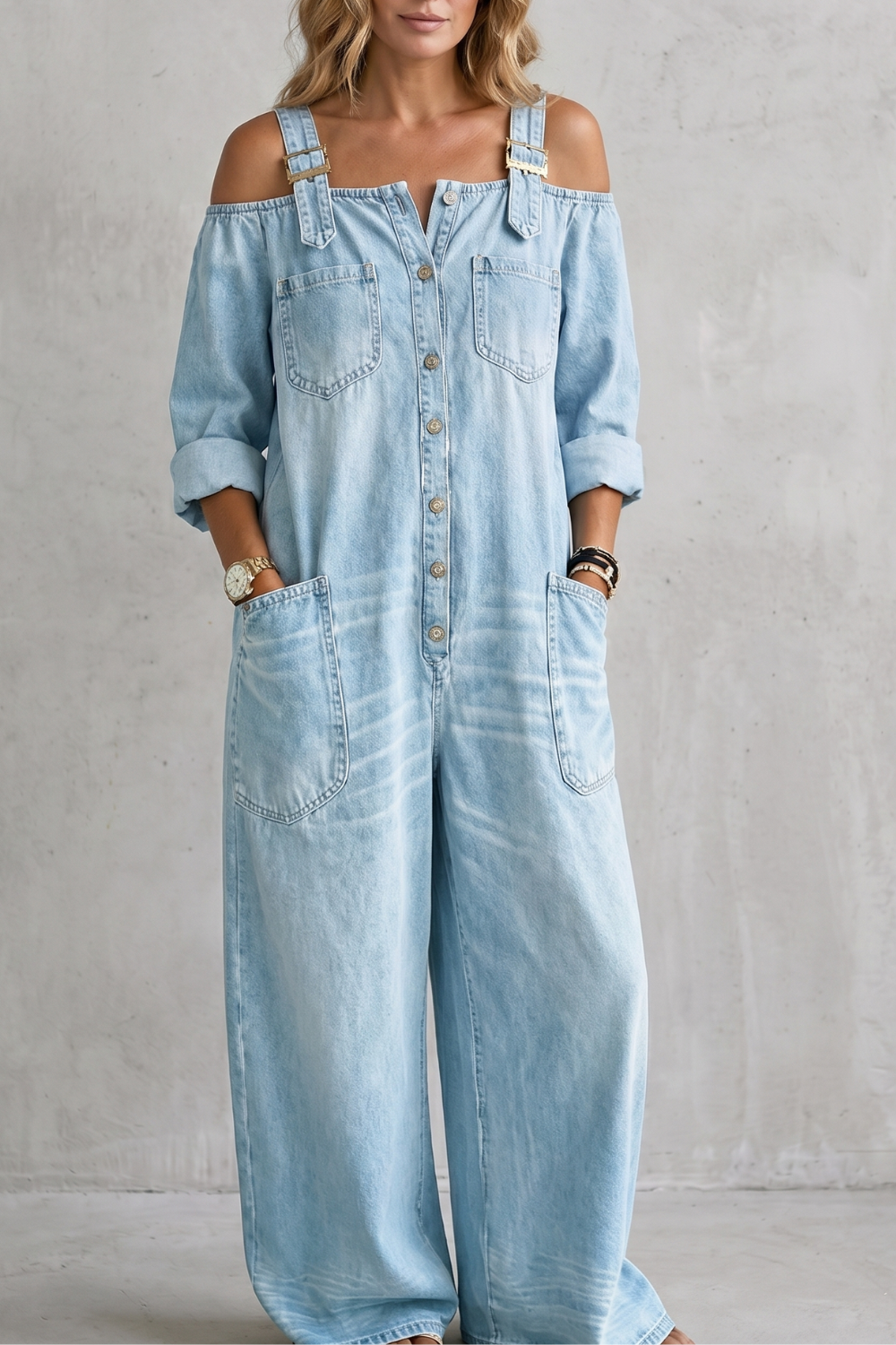 Denimora – Off-shoulder utility charm – Wide-leg overalls-10908685599063-OLVIA ROSE LONDON