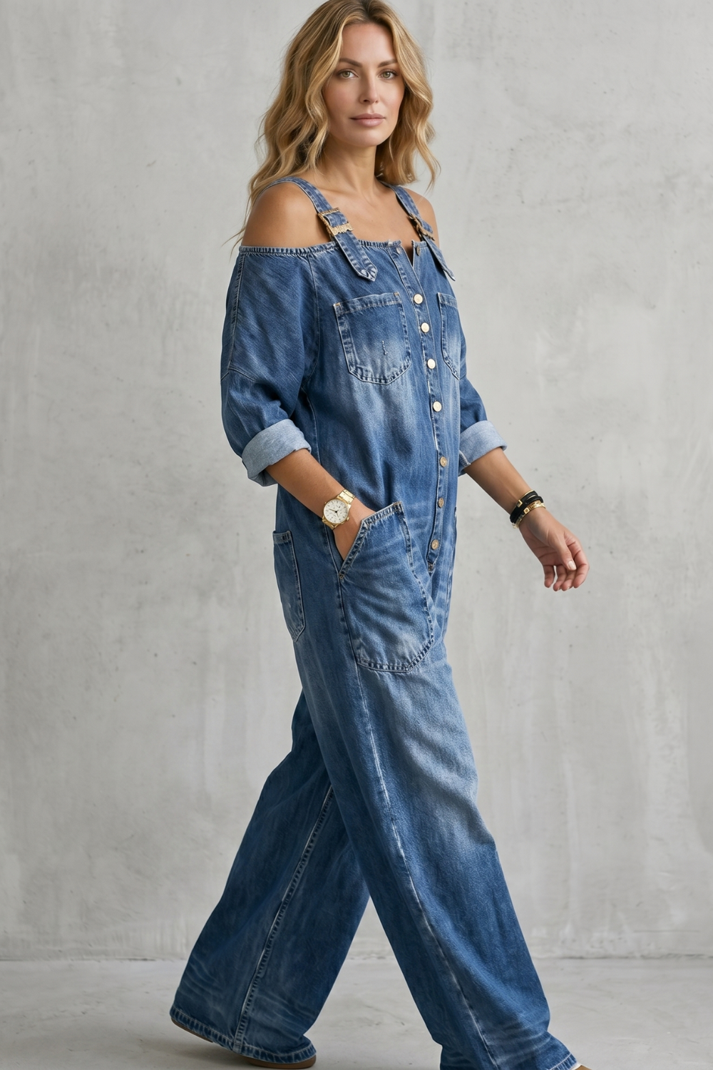Denimora – Off-shoulder utility charm – Wide-leg overalls-10908685599063-OLVIA ROSE LONDON