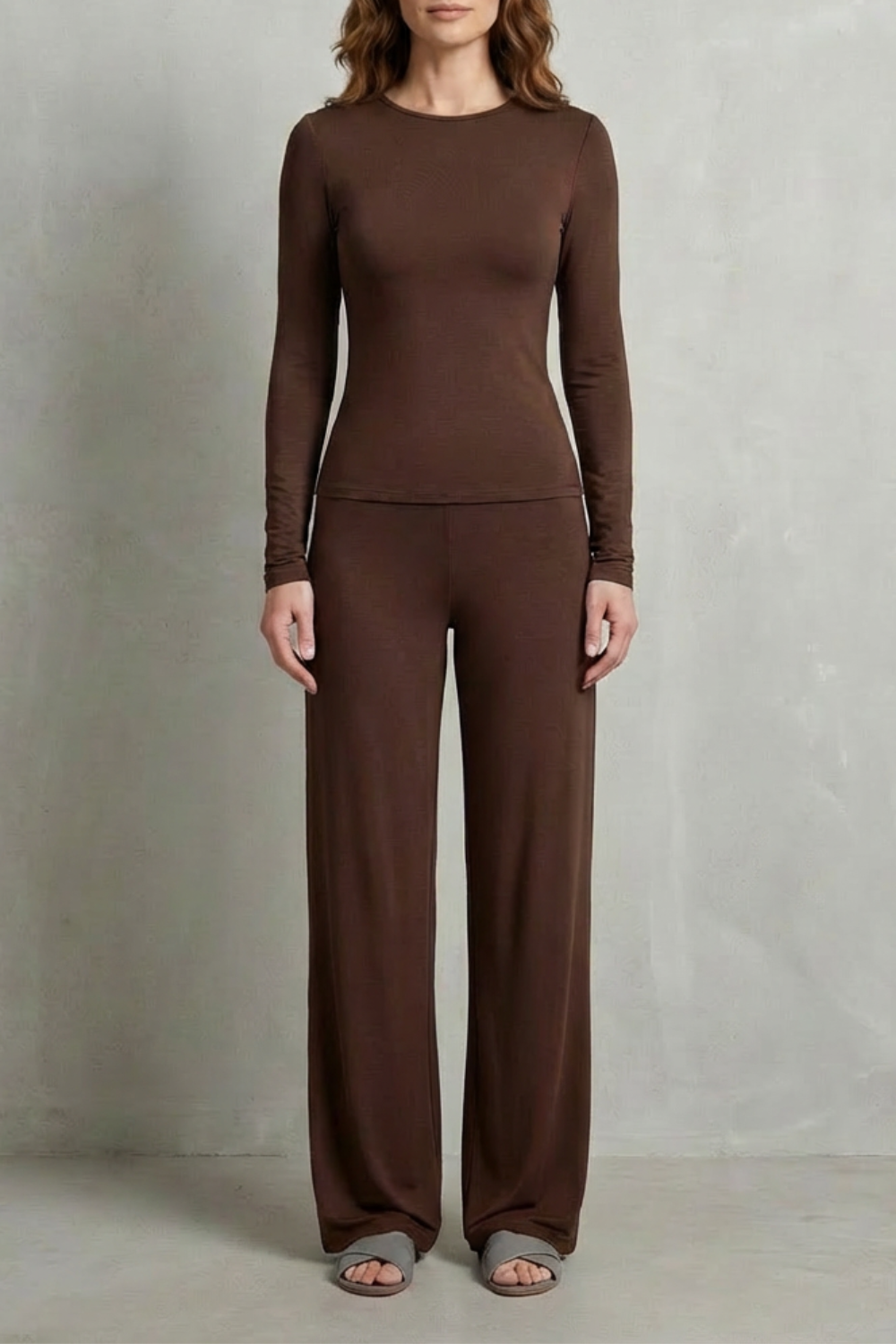 Élan – Sleek Simplicity – Pure Color Wide-Leg Pants Suit-10508117770583-OLVIA ROSE LONDON