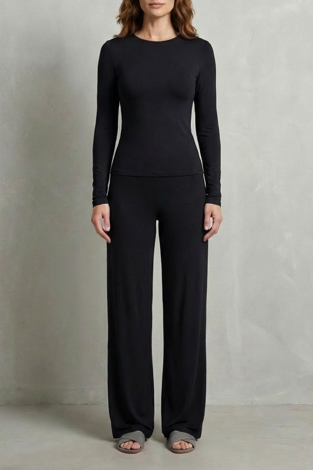 Élan – Sleek Simplicity – Pure Color Wide-Leg Pants Suit-10508117770583-OLVIA ROSE LONDON