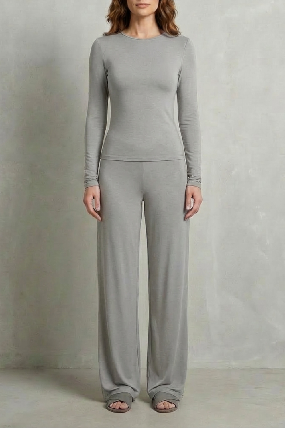 Élan – Sleek Simplicity – Pure Color Wide-Leg Pants Suit-10508117770583-OLVIA ROSE LONDON