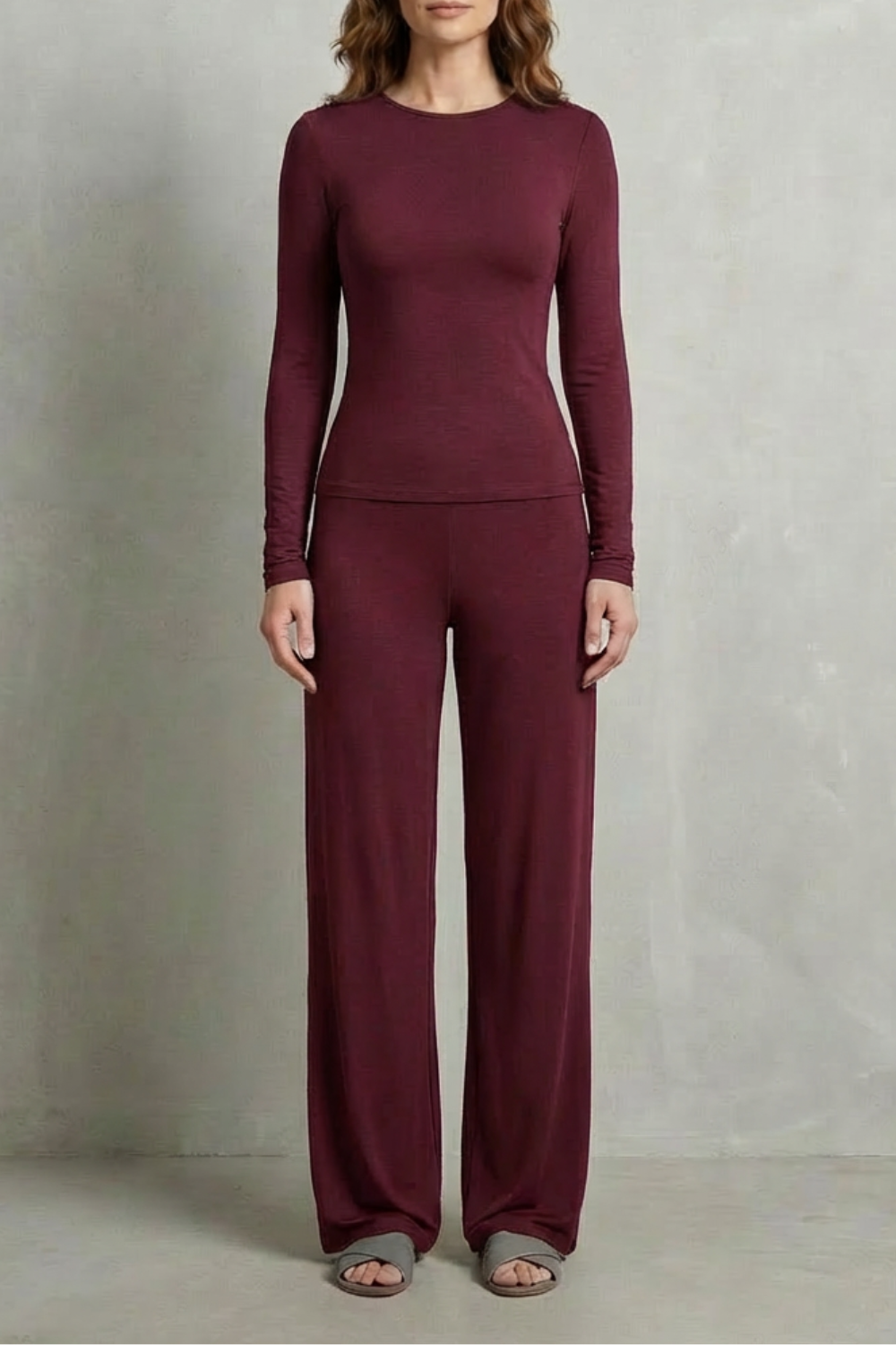 Élan – Sleek Simplicity – Pure Color Wide-Leg Pants Suit-10508117770583-OLVIA ROSE LONDON