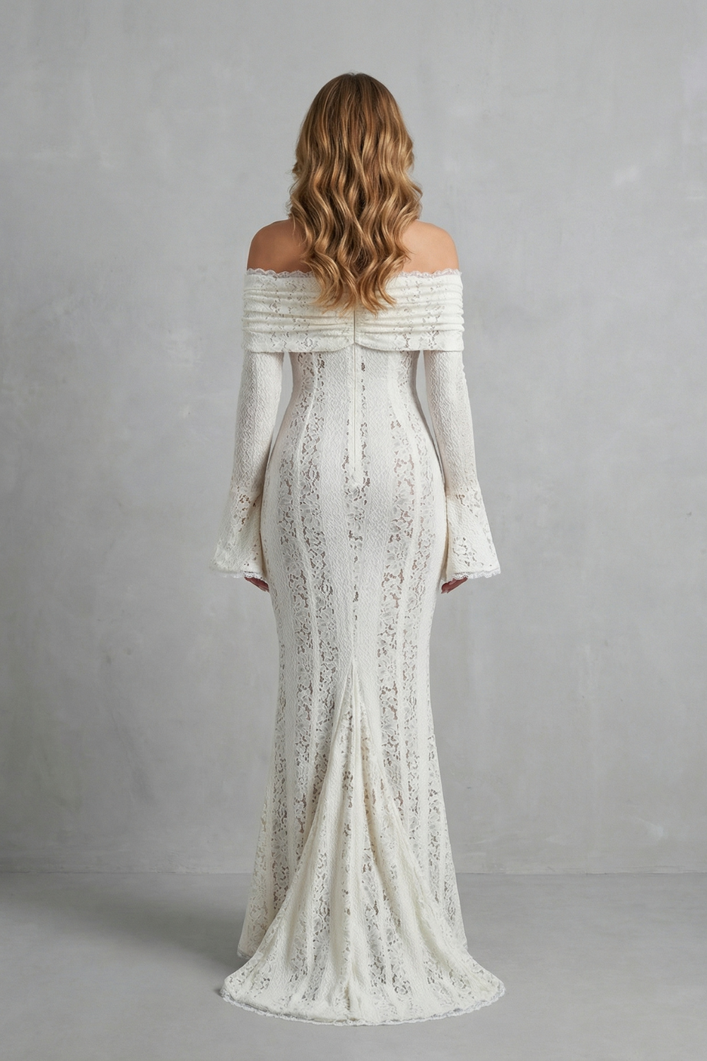 Elarina – Romantic lace silhouette – Off shoulder maxi dress-10598793347415-OLVIA ROSE LONDON