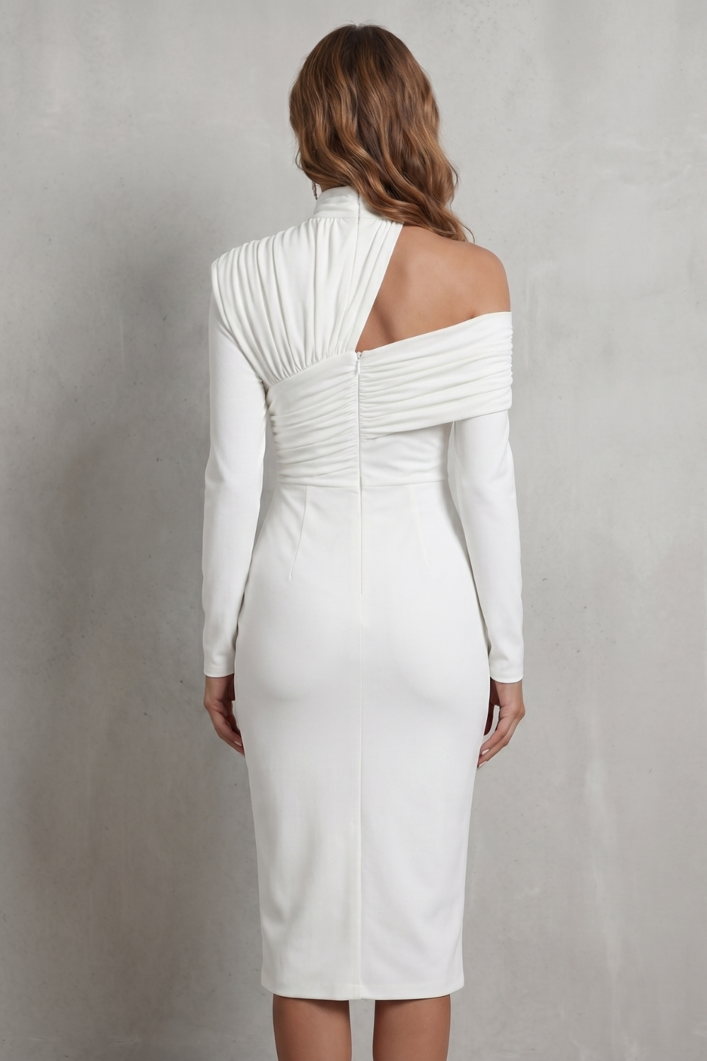 Élarise – Draped couture elegance – Midi dress-10908512256343-OLVIA ROSE LONDON