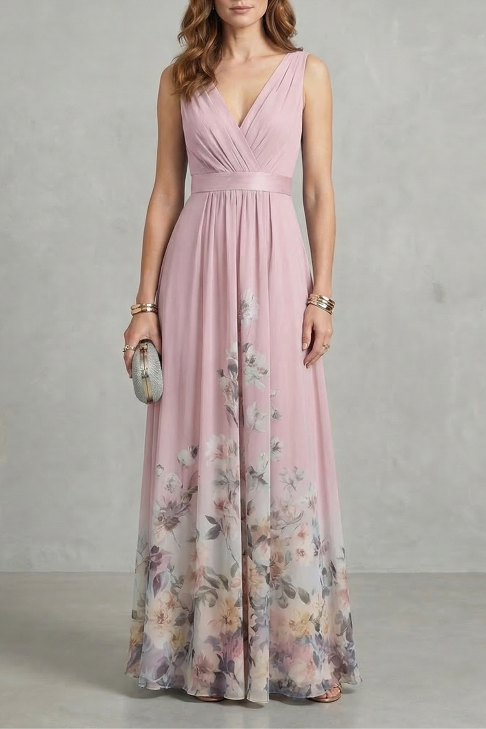 Elarisse – Floral grace – V neck maxi dress-10619263222103-OLVIA ROSE LONDON