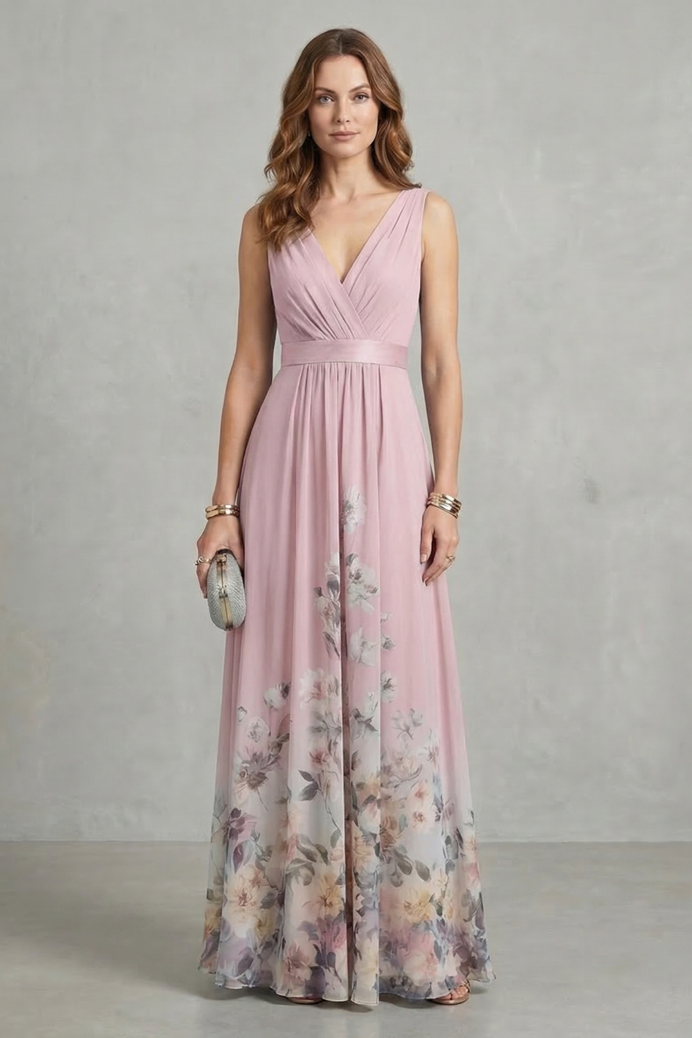 Elarisse – Floral grace – V neck maxi dress-10619263222103-OLVIA ROSE LONDON