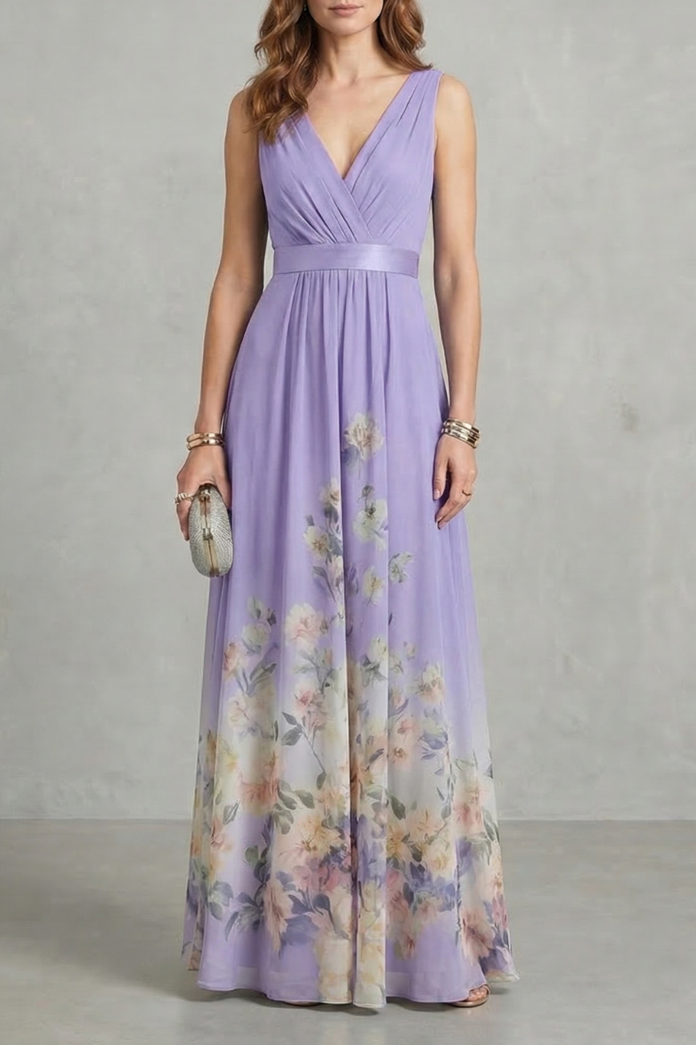 Elarisse – Floral grace – V neck maxi dress-10619263222103-OLVIA ROSE LONDON