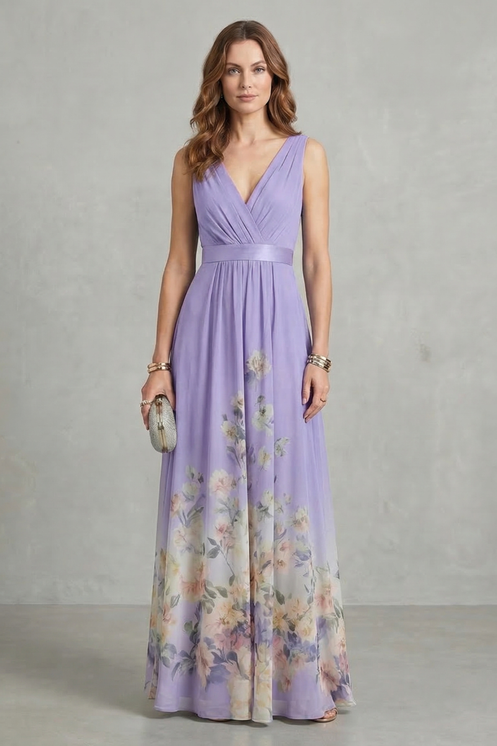 Elarisse – Floral grace – V neck maxi dress-10619263222103-OLVIA ROSE LONDON
