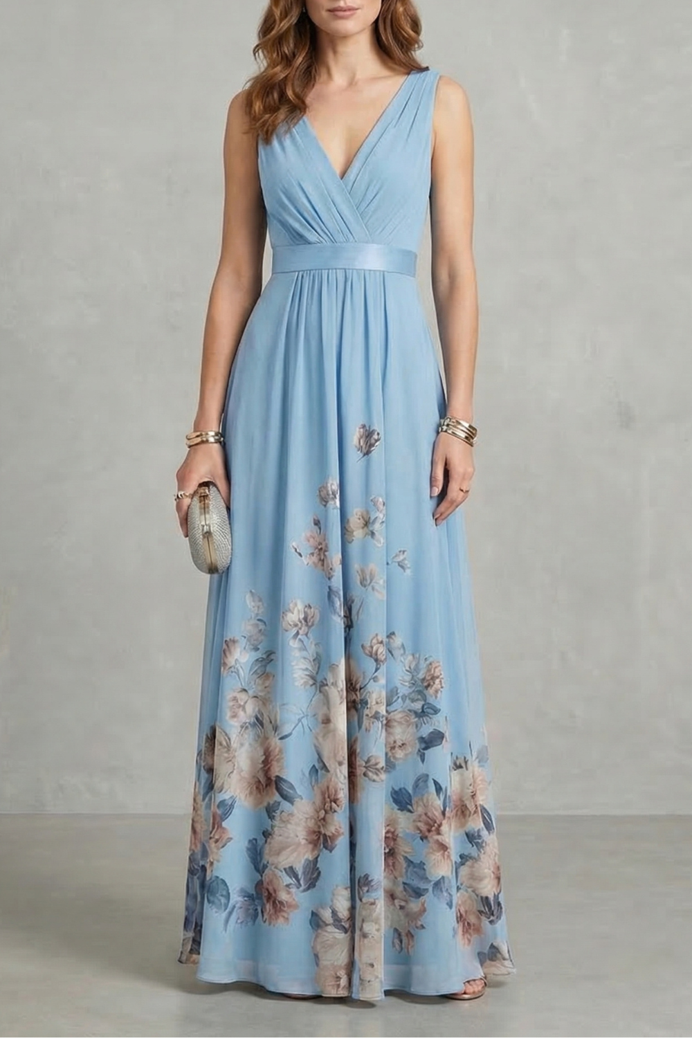 Elarisse – Floral grace – V neck maxi dress-10619263222103-OLVIA ROSE LONDON