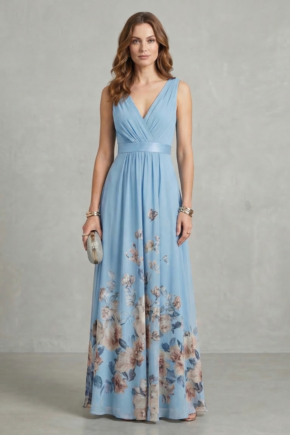 Elarisse – Floral grace – V neck maxi dress-10619263222103-OLVIA ROSE LONDON