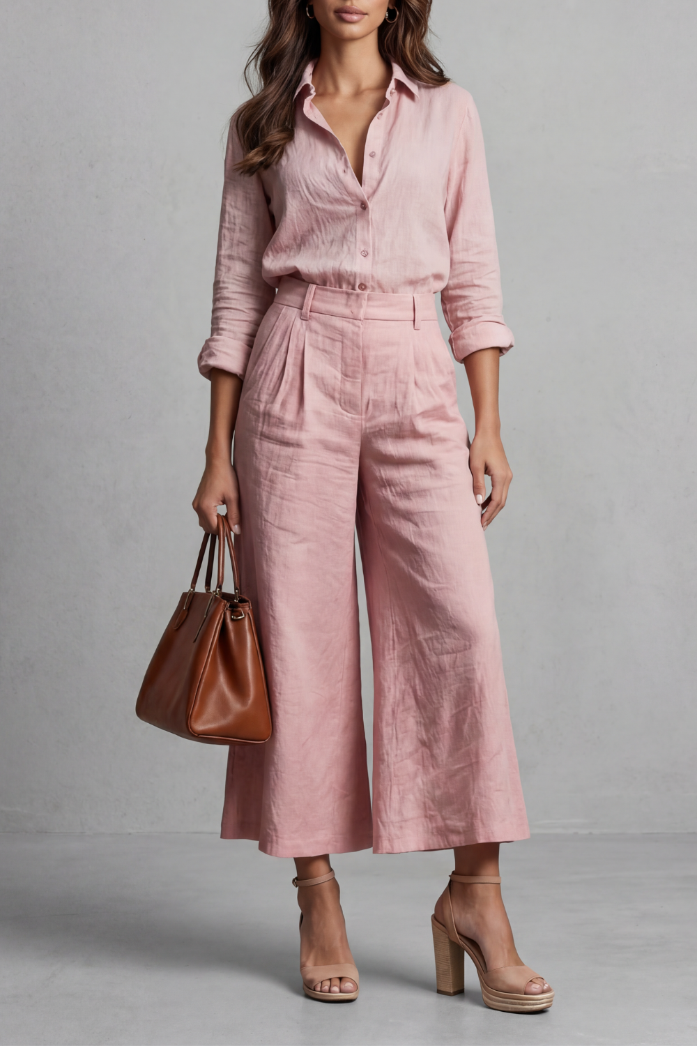 Elavine – Soft linen finish – Wide-leg co-ord set-10434811953495-OLVIA ROSE LONDON