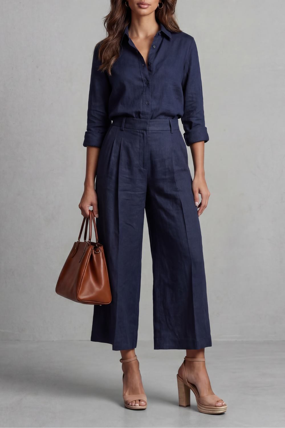 Elavine – Soft linen finish – Wide-leg co-ord set-10434811953495-OLVIA ROSE LONDON