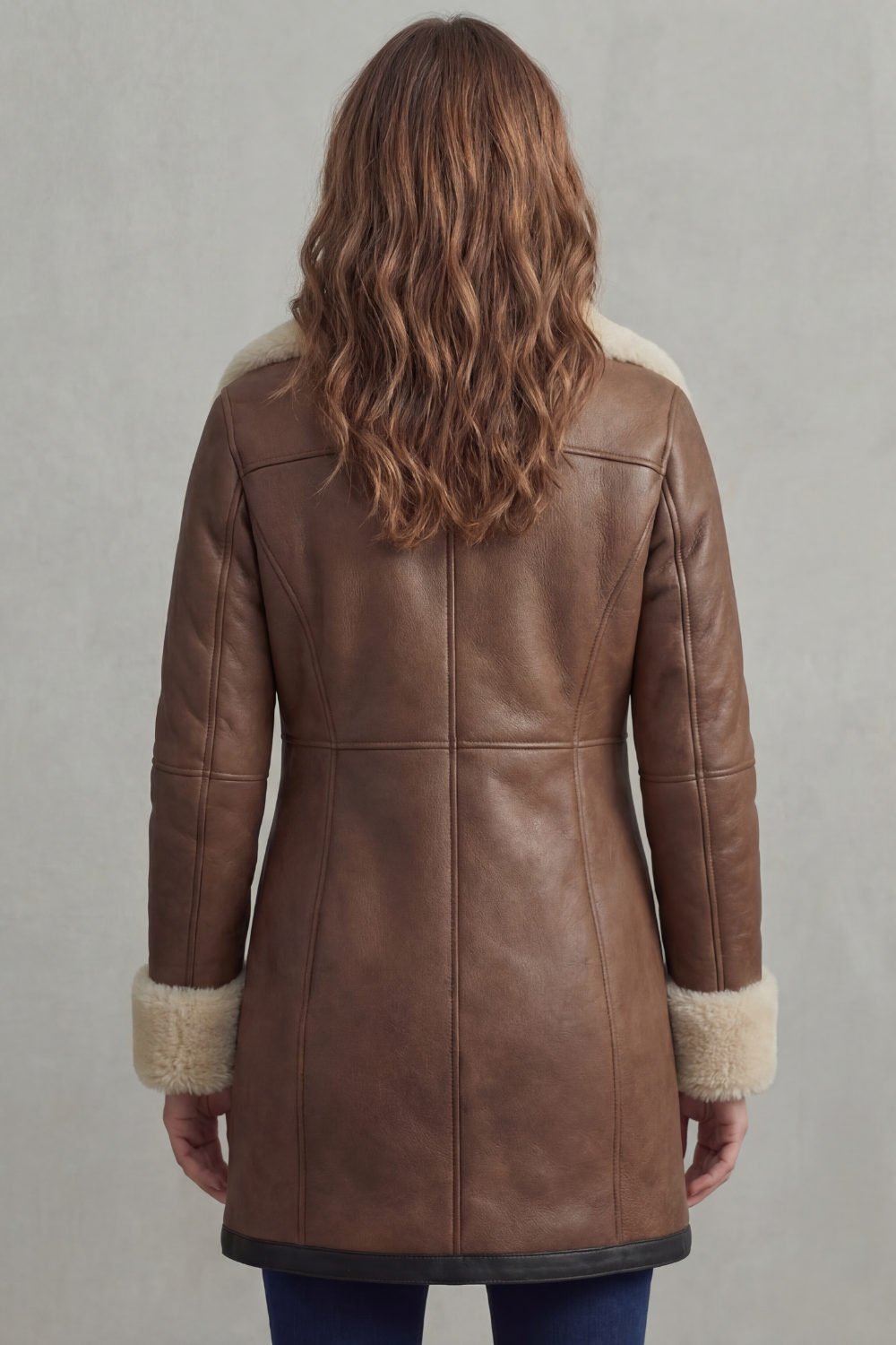 Elisara – Shearling collar – Leather winter coat-10481800511831-OLVIA ROSE LONDON