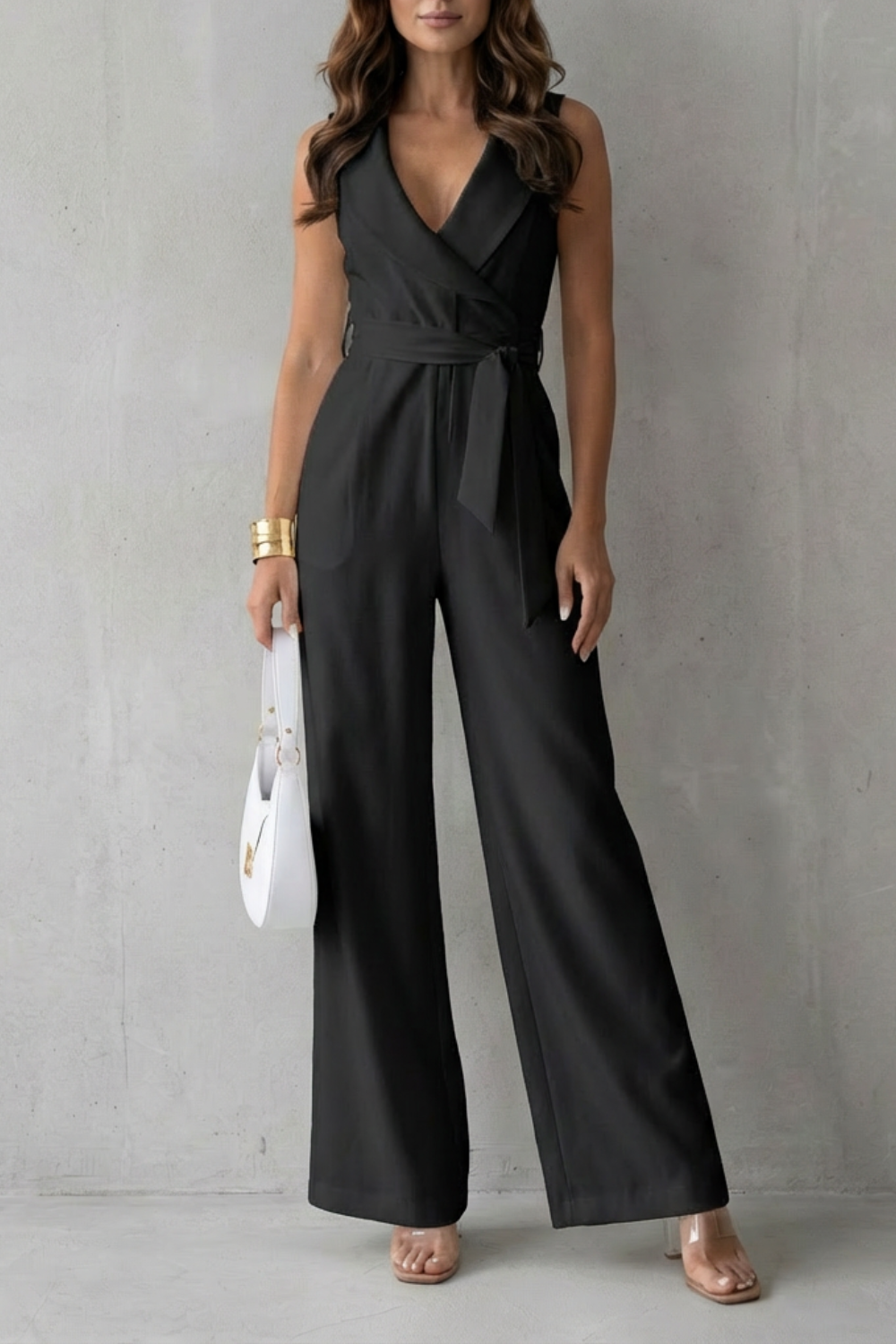Elisavie – Lapel wrap waist – Tailored jumpsuit-10510417625431-OLVIA ROSE LONDON
