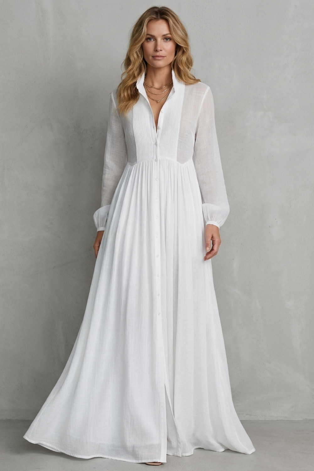 Élodie – French-Inspired Long Pleated Dress – Effortless Holiday Elegance-10494058299735-OLVIA ROSE LONDON