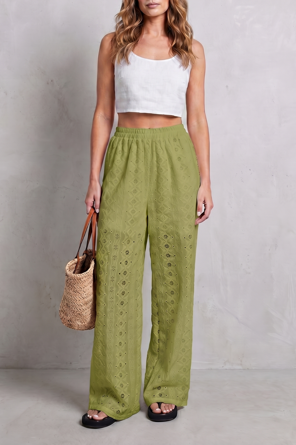 Élodienne – Broderie anglaise grace – Wide-leg trousers-10908685762903-OLVIA ROSE LONDON