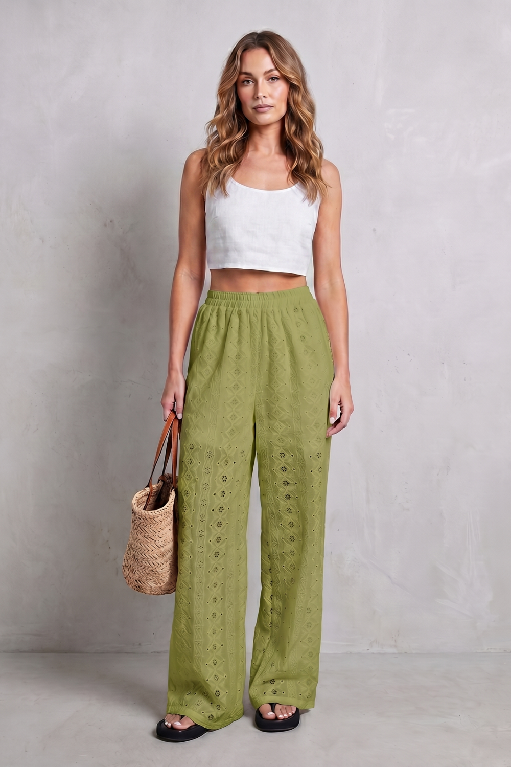 Élodienne – Broderie anglaise grace – Wide-leg trousers-10908685762903-OLVIA ROSE LONDON