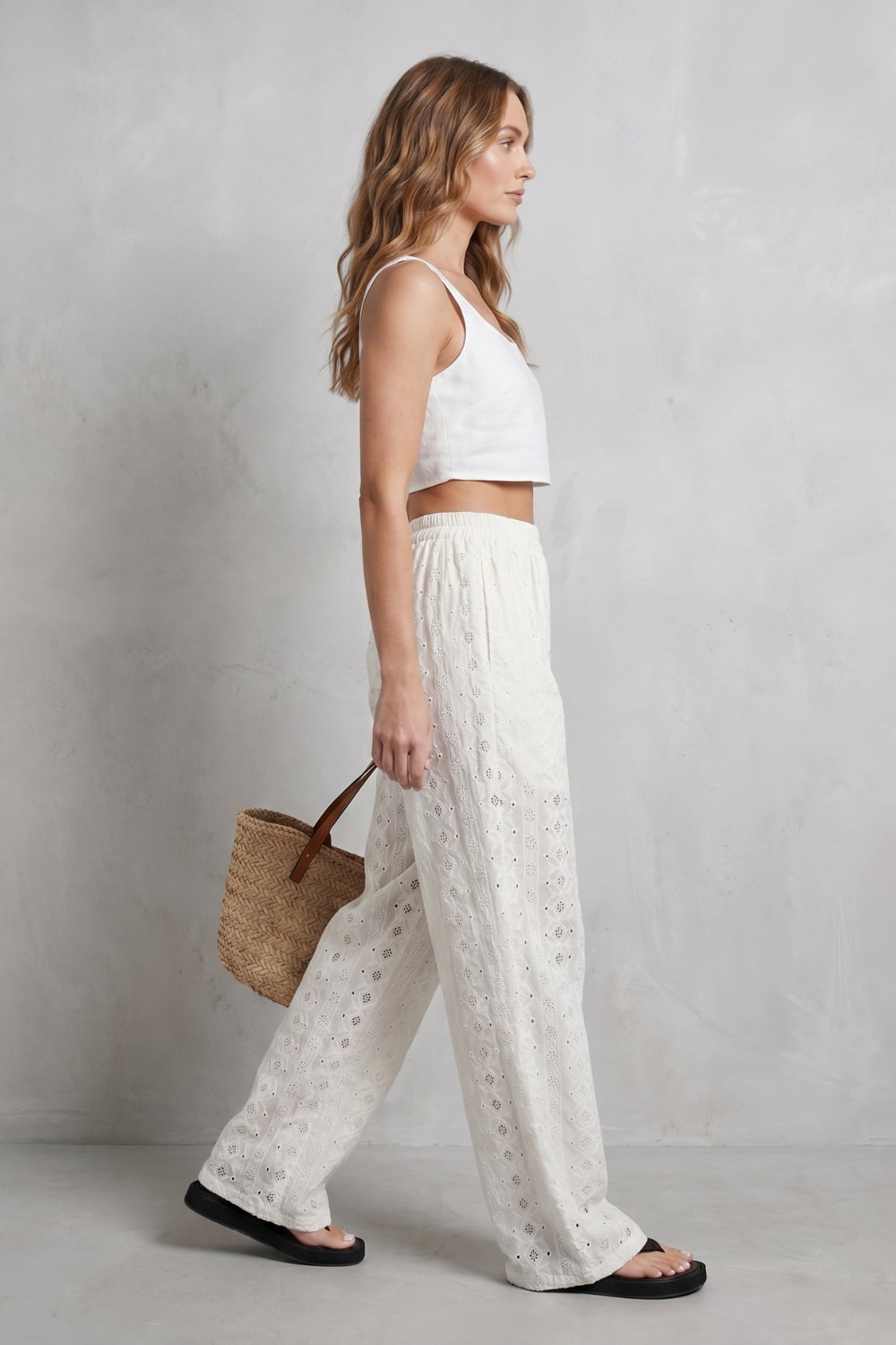 Élodienne – Broderie anglaise grace – Wide-leg trousers-10908685762903-OLVIA ROSE LONDON